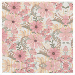 Tissu Pink Sage Vert Floral Feuille Motif d'aquarelle