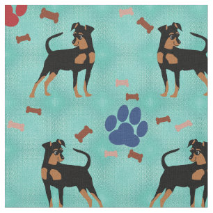 Tissu Pinscher miniature de bande dessinée
