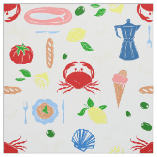 Tissu pique-nique méditerranéen fruits de mer crabe