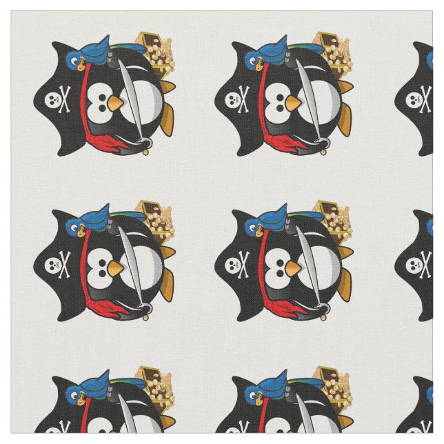 Tissu Pirate Penguin avec perroquet (Fermer)