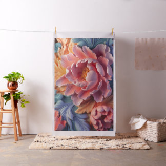 Tissu Pivoine Corail et Élégance Florale Saphir