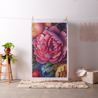 Tissu Pivoines roses vibrantes Floral