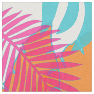 Tissu PixDezines forêt tropicale turquoise/orange/jaune/