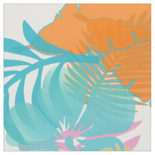 Tissu PixDezines forêt tropicale turquoise/orange/jaune/