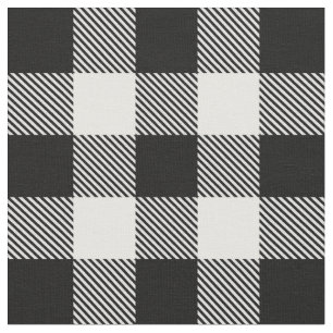 Tissu Plaid blanc noir de Buffalo avec le sergé