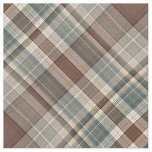 Tissu Plaid de brun bleu
