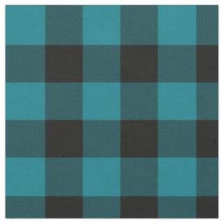 Tissu Plaid de buffle noir et turquoise foncé