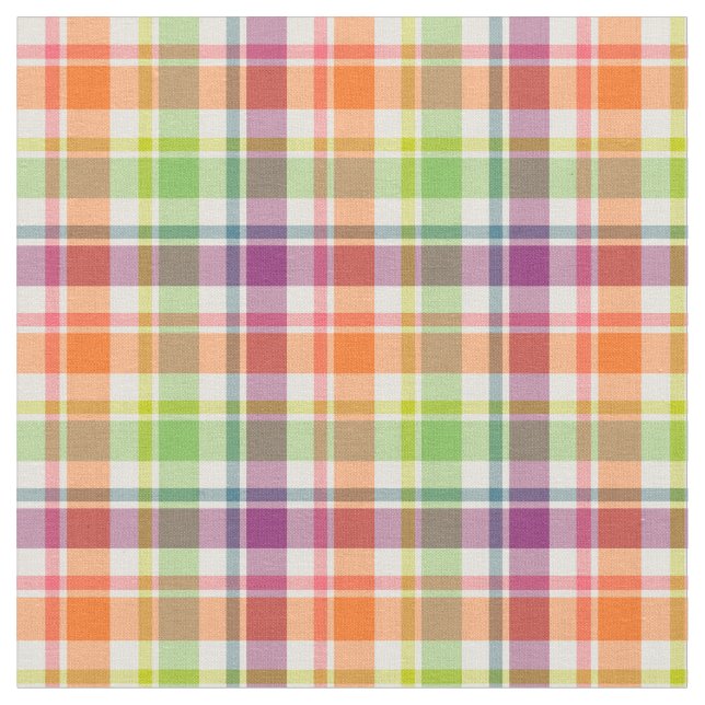 Tissu Plaid de mode violet, orange et vert citron vert (Fermer)