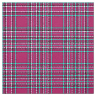 Tissu Plaid de rose et d'Aqua, avec rayure blanche/noire