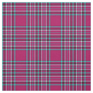 Tissu Plaid de rose et d'Aqua, avec rayure blanche/noire
