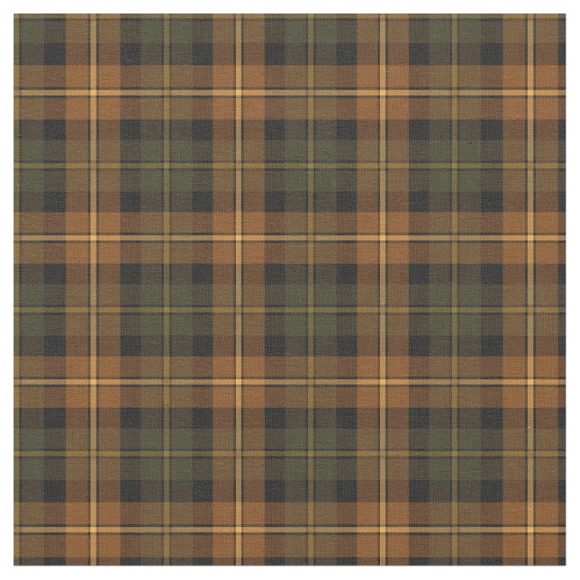 Tissu Plaid rustique vert-foncé et orange (Fermer)