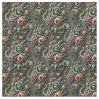 Tissu Plantes et pandemonium - Carreaux denses gothiques