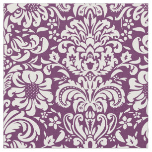Tissu Plum pourpre Floral Damas
