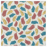 Plumes de dessin rouge, bleu et jaune sur crème