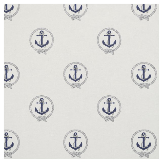 Tissu Point d'ancrage bleu marine/noeud de marin bleu (Échantillon)