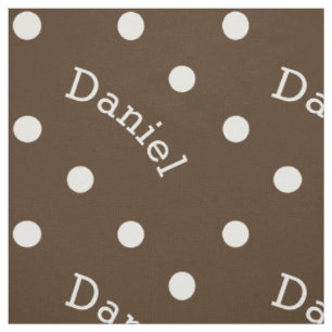 Tissu Point de polka brun chocolat nommé personnalisé