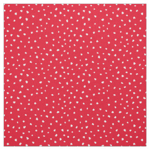 Tissu Points Abstraits à la mode blanche sur rouge vif