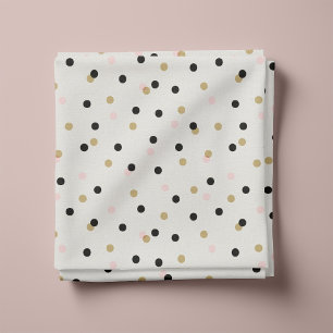 Tissu Points Confetti Noir Rose et Or