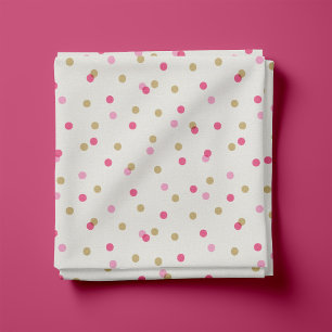 Tissu Points Confetti rose et or