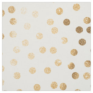 Tissu Points de ville d'or sur le blanc