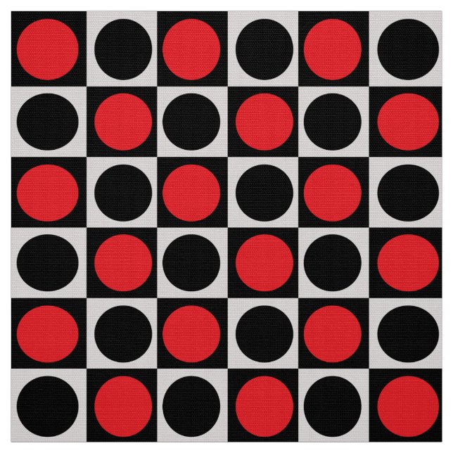 Tissu Points noirs rouges géométriques (Échantillon)