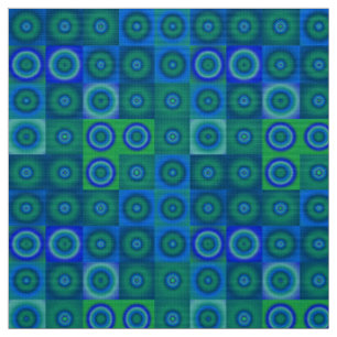 Tissu Points verts bleus et Carrés