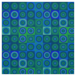 Tissu Points verts bleus et Carrés