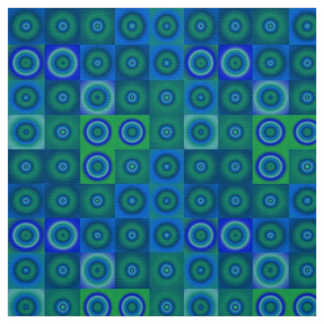 Tissu Points verts bleus et Carrés (Échantillon)