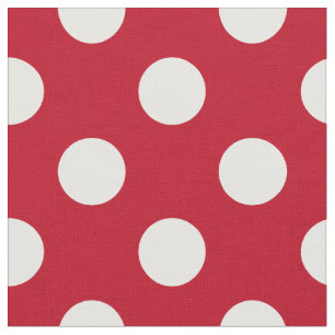 Tissu pois blancs en rouge