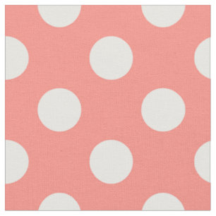 Tissu pois blancs sur la pêche
