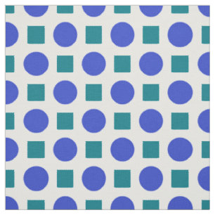 Tissu Pois bleus et carrés verts