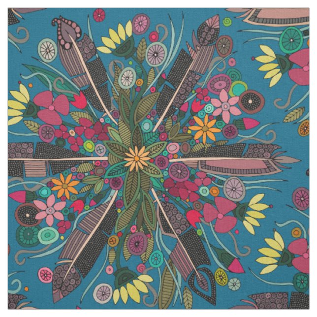 Tissu pois bohème bleu (Échantillon)
