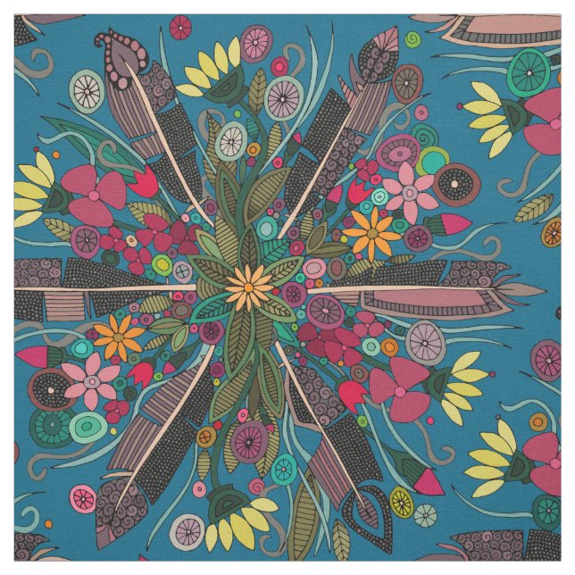 Tissu pois bohème bleu (Échantillon)