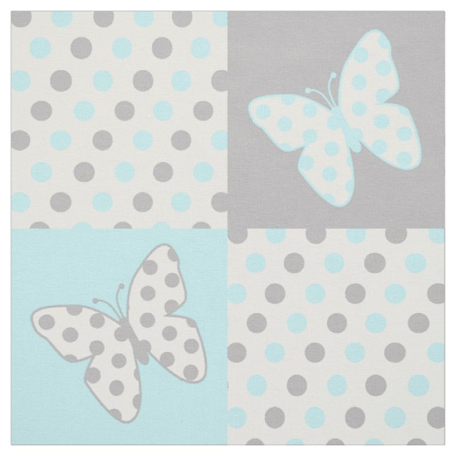 Tissu Pois gris bleu papillon (Échantillon)
