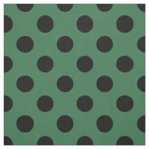 Tissu Pois noirs sur vert kelly