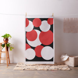 Tissu Pois rouges noirs et blancs