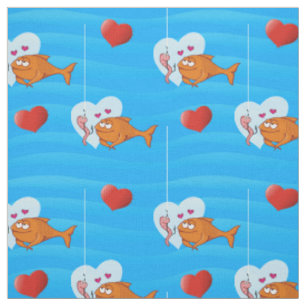 Tissu Poisson et appât en amour Motif