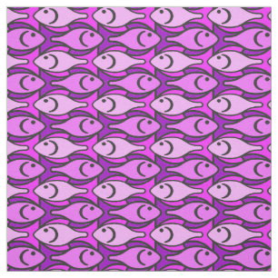 Tissu Poisson moderne du milieu du siècle, rose et viole