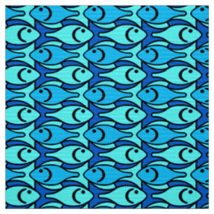 Tissu Poissons, turquoise et Aqua modernes de la moitié
