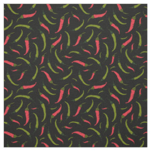 Tissu Poivrons rouges et verts sur noir