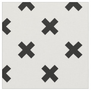 Tissu Polka noire croise sur blanc