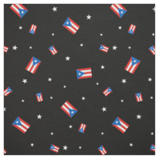 Tissu Portoricain: Drapeaux et étoiles noirs