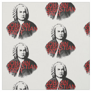 Tissu Portrait de Johann Sebastian Bach et lettres