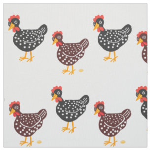 Tissu Poules mouchetées et oeufs