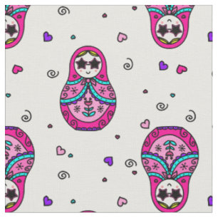 Tissu poupée russe rose kawaii