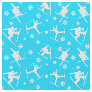 Tissu Pour skieurs Ski Tricks et Snowflakes Graphic Blue