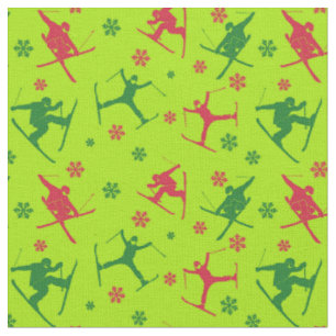 Tissu Pour skieurs Ski Trucs Motif Lime Green Noël
