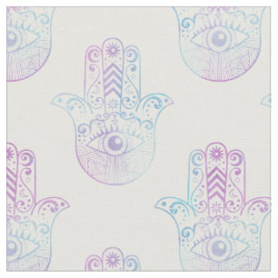 Tissu Pourpre et bleu de motif de main de Hamsa