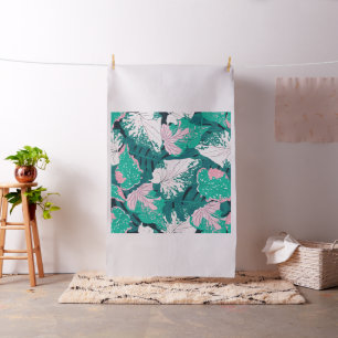 Tissu Presse tropicale verte palmier, palmier feuille