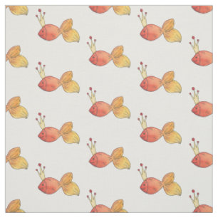 Tissu Princess Goldfish Girly Whimsy Motif d'aquarelle